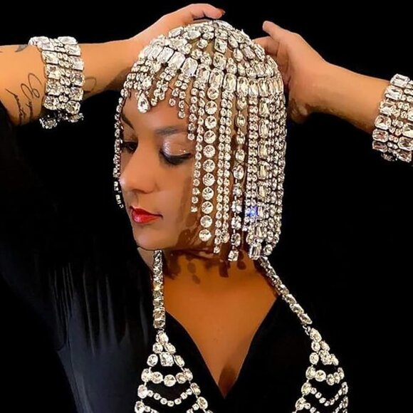 Rhinestone Headpiece Cap main image 4